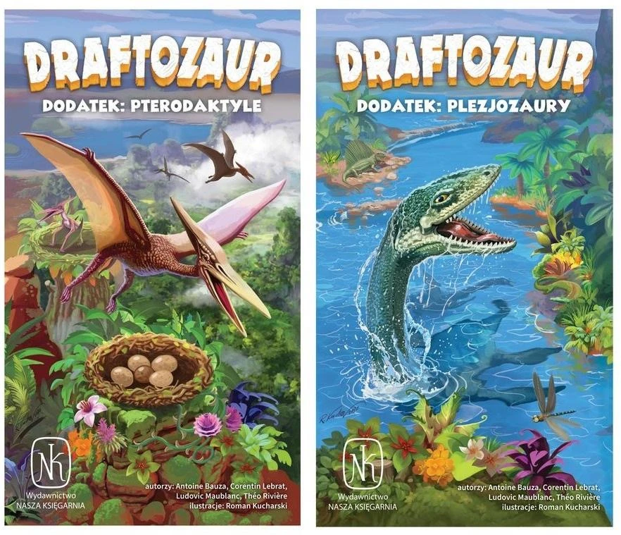 Nasza Ksiegarnia Stalo žaidimas Draftozaur su dinozaurų priedais Pterodaktylis ir Plezjozauras