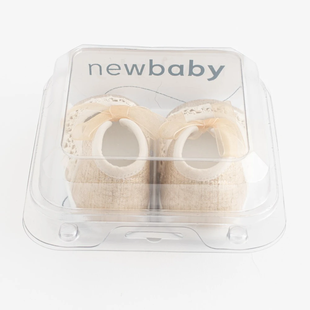 Nėriniuoti kūdikių bateliai New Baby, rudi, dydis 12-18 mėn.