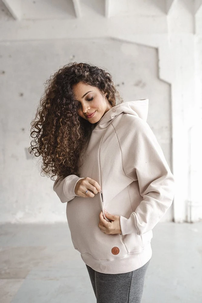 Nėščiųjų ir žindymo džemperis Motherhood oversize milk & love smėlio spalvos, dydis XL