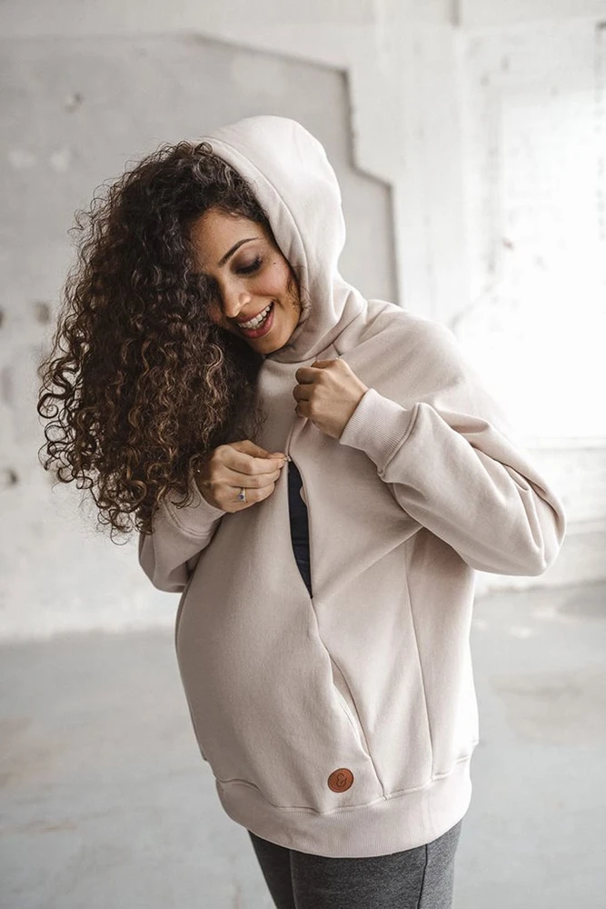 Nėščiųjų ir žindymo džemperis Motherhood oversize milk & love smėlio spalvos, dydis XL