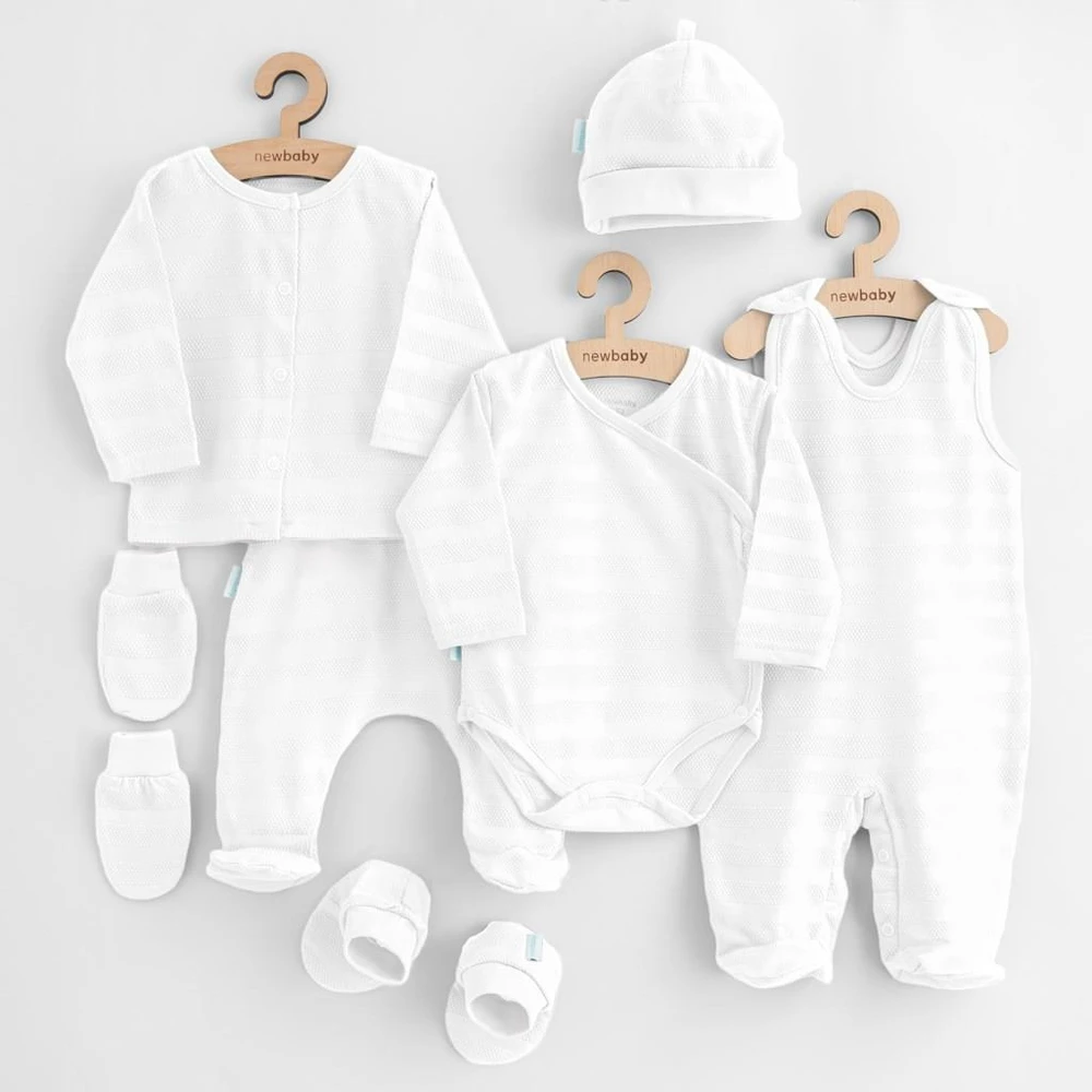 New Baby I AM Baltas 7 dalių rinkinys nėštumo laikotarpiui, dydis 62 (3-6 mėn.)