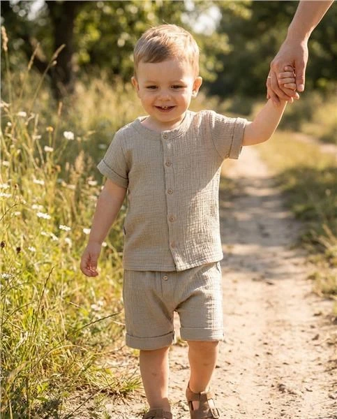 New Baby kūdikių muslino marškinėliai su šortais