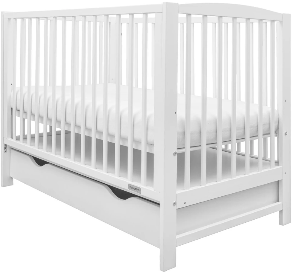 New Baby LILLY balta lovelė su stalčiumi ir šonine sienele