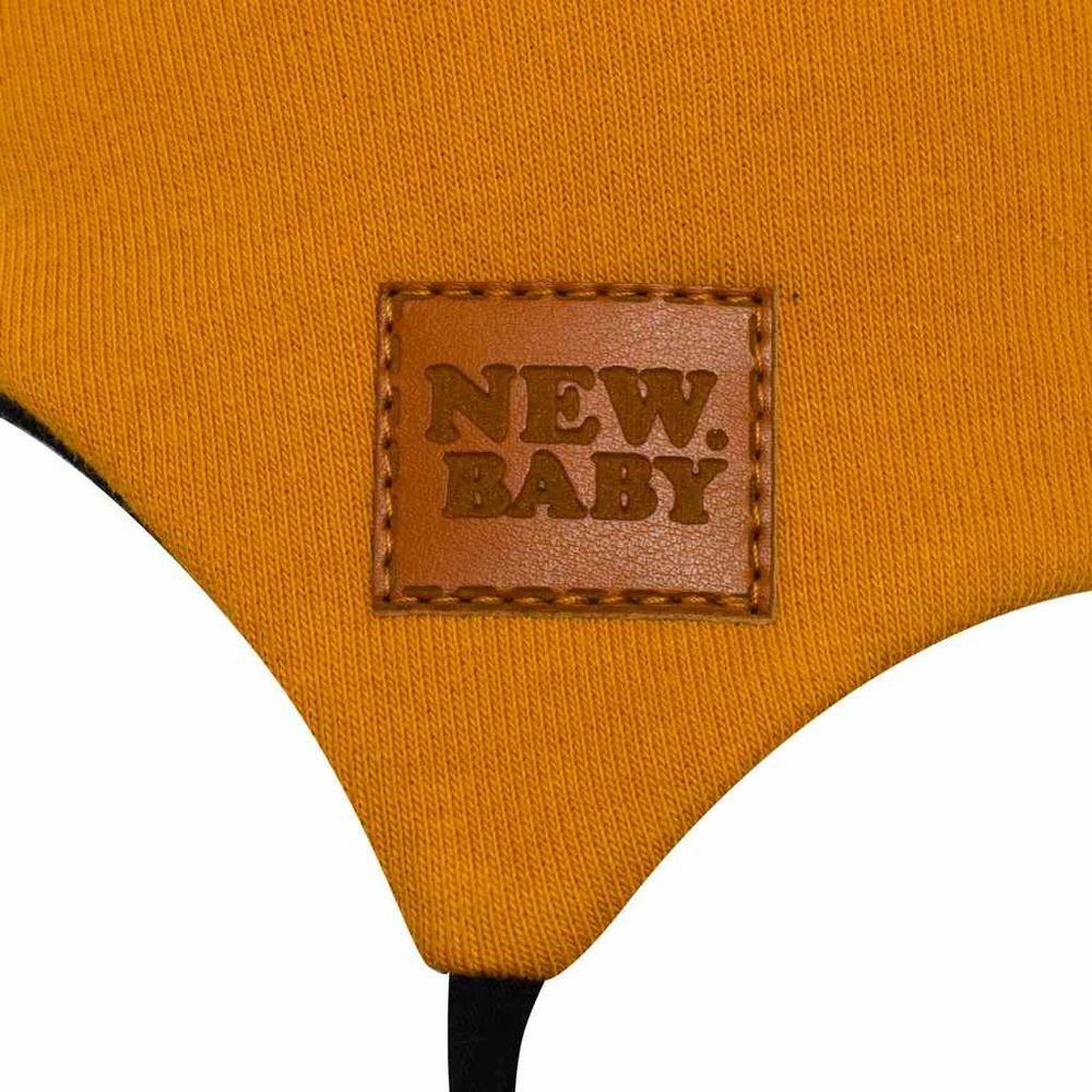 New Baby mėgstama ruda medvilninė kūdikio kepurė su ausytėmis, dydis 62 (3-6 mėn.)
