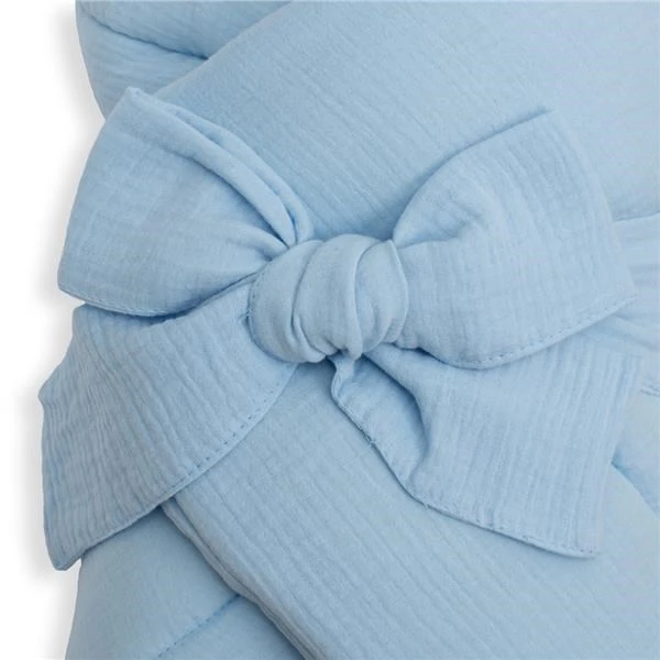 New Baby mėlynas muslino raišteliais surišamas apsiaustas