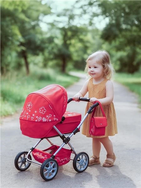 New Baby Monika Raudona 2in1 vežimėlis lėlėms