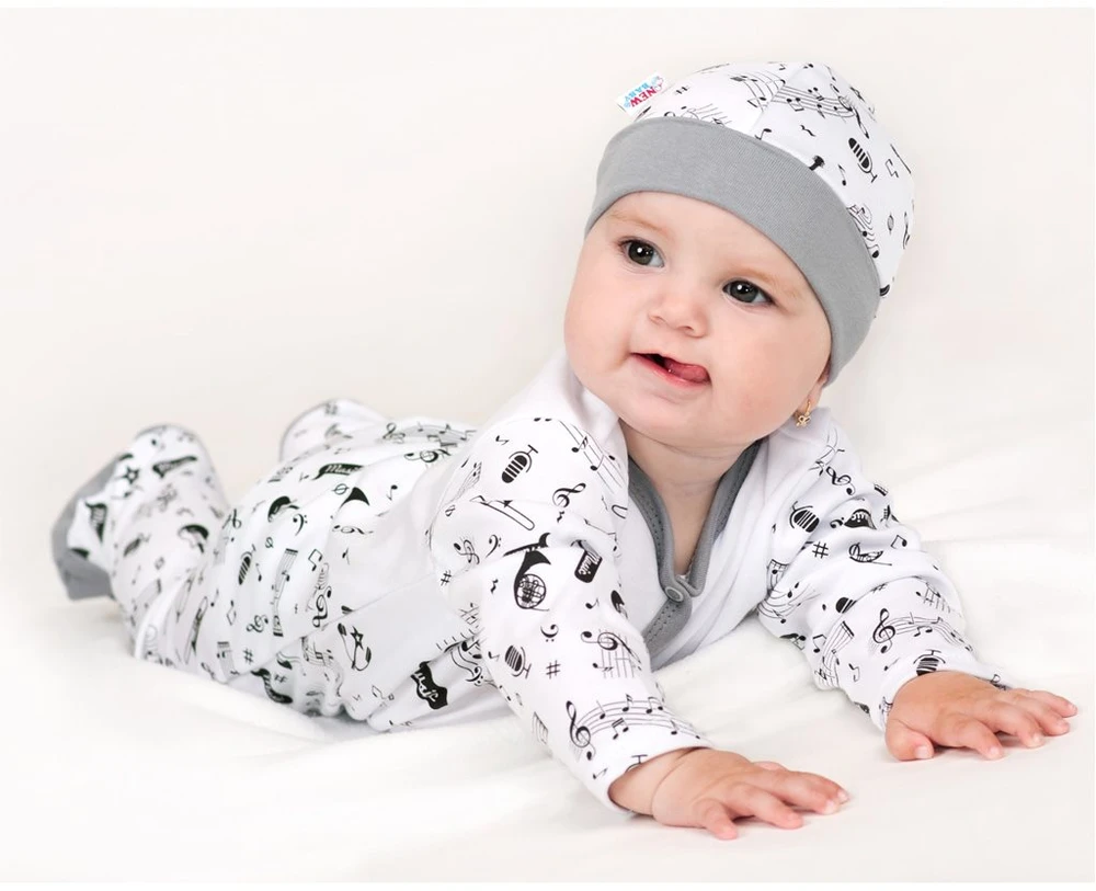 New Baby Music medvilniniai kūdikių naktinukai, dydis 62 (3-6 mėn.)