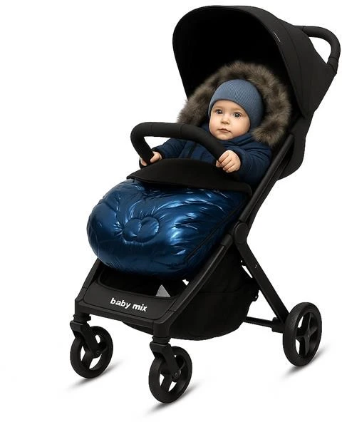 New Baby prabangus mėlynas kailinis paltukas su kailiu