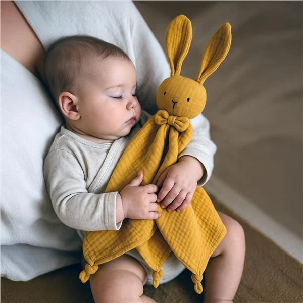 Dėlionė New Baby Rabbit muslininis minkštas žaislas garstyčių spalvos