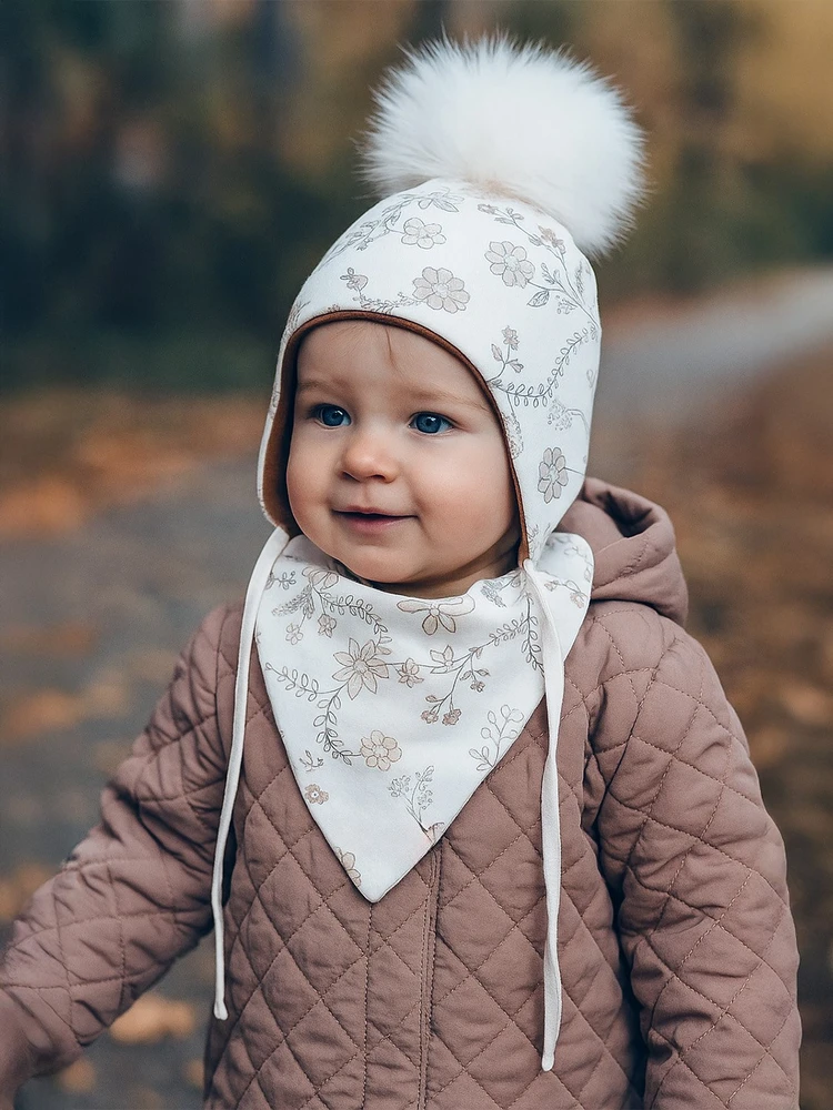 New Baby Special One rudens kepuraitė kūdikei su kaklaskare, dydis 68 (4-6 mėn.)