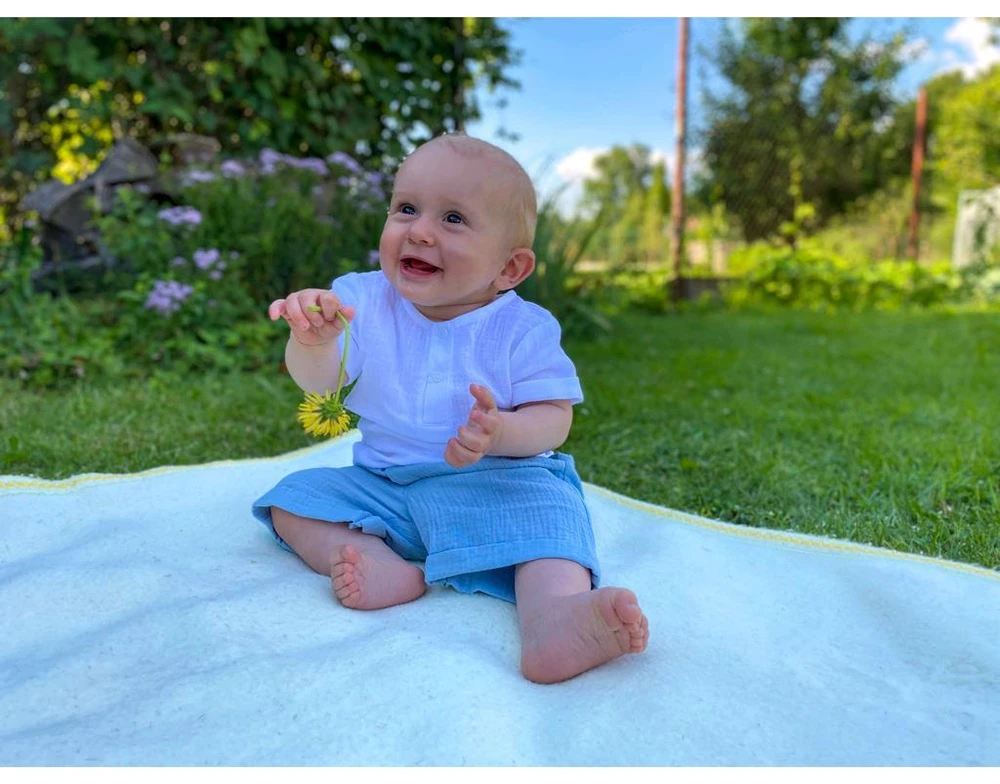 New Baby Summer Nature Collection kūdikių muslino rinkinys, tamsiai mėlynas, dydis 56 (0-3 mėn.)