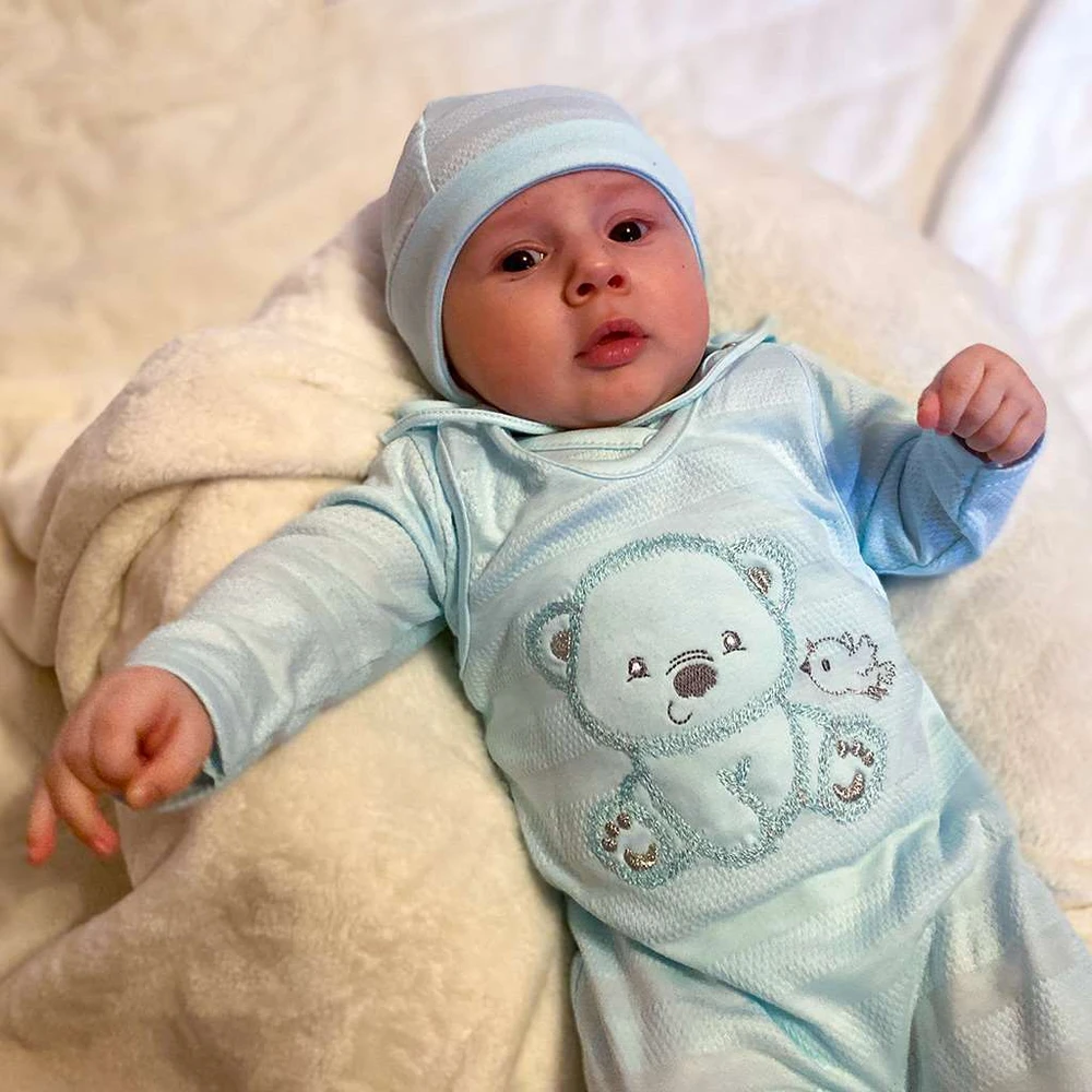 New Baby Sweet Bear nėščiųjų rinkinys mėlynas, dydis 56 (0-3 mėn.)