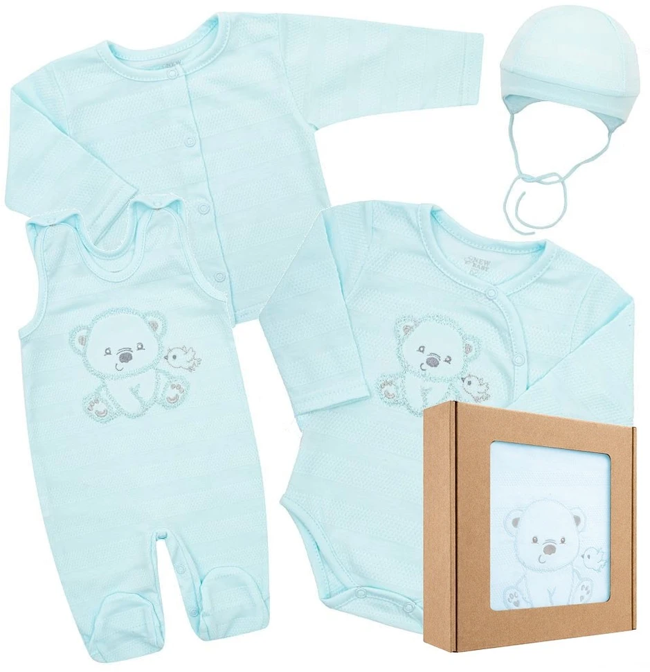 New Baby Sweet Bear nėščiųjų rinkinys mėlynas, dydis 62 (3-6 mėn.)