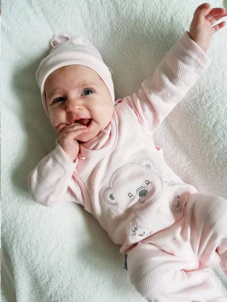 New Baby Sweet Bear rožinis rinkinys naujagimiui, dydis 56 (0-3 mėn.)