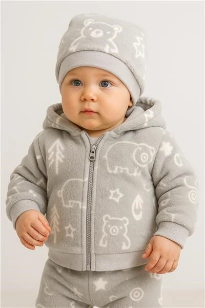 New Baby Winter times žieminė kepurė iš Wellsoft medžiagos su meškiuko paveikslėliu