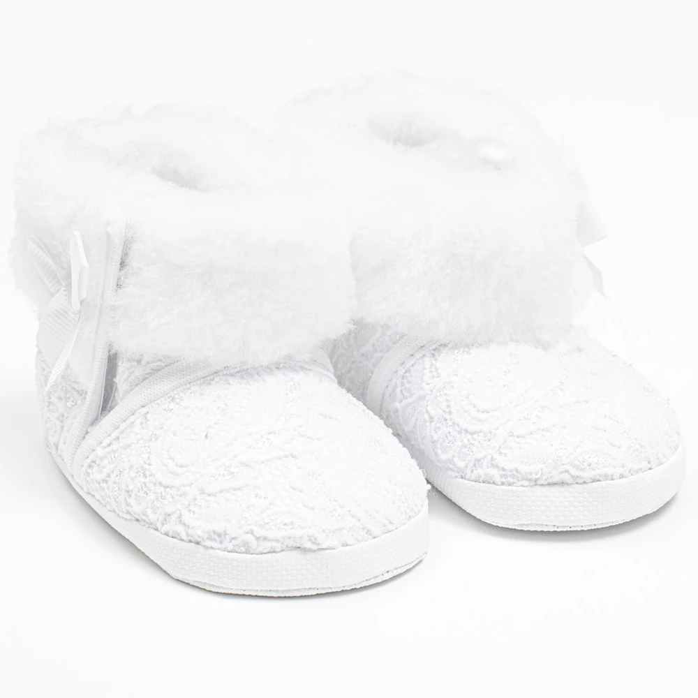 New Baby žieminiai nėriniuoti bateliai kūdikiams (0-3 mėn.), balti, dydis 0-3 mėn.