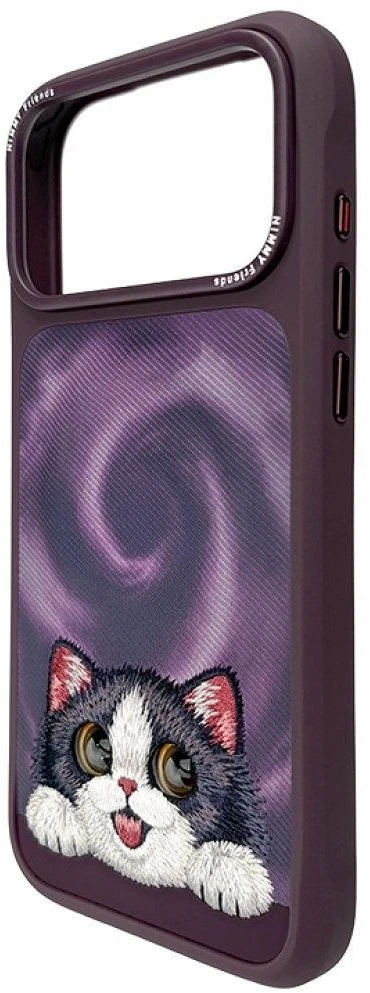 NIMMY dėklas BIG EYED LYING CREAM CAT, suderinamas su MagSafe, skirtas IPHONE 18 Pro Max/17 Pro Max, violetinė
