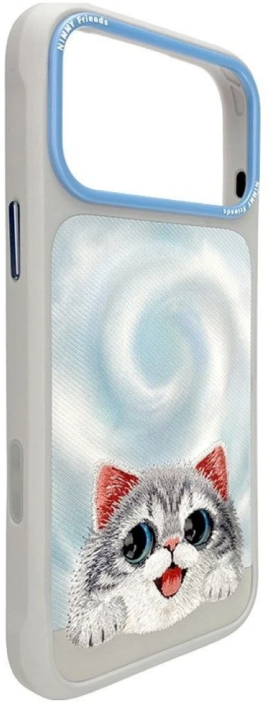 NIMMY dėklas BIG EYED LYING Sidabrinis SHADED CAT, suderinamas su MagSafe, skirtas IPHONE 18 Pro/17 Pro, juodas