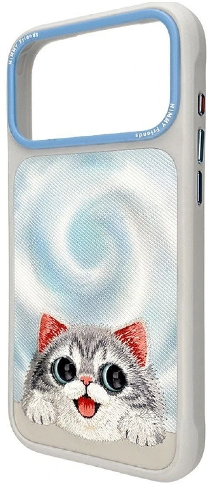 NIMMY dėklas BIG EYED LYING Sidabrinis SHADED CAT, suderinamas su MagSafe, skirtas IPHONE 18 Pro/17 Pro, juodas