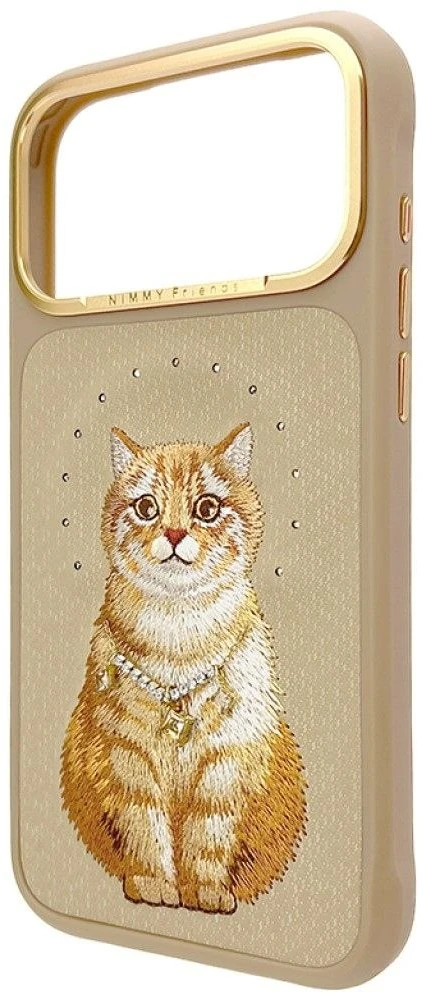 NIMMY dėklas LUCKY FASHION CAT, suderinamas su MagSafe, skirtas IPHONE 18 Pro Max/17 Pro Max, rudas