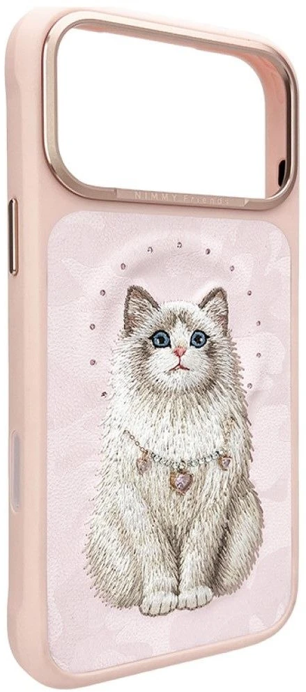 NIMMY dėklas LUCKY FASHION CAT, suderinamas su MagSafe, skirtas IPHONE 18 Pro Max/17 Pro Max, rožinės spalvos