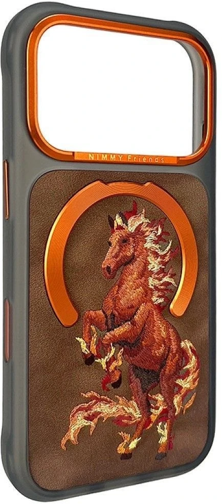 NIMMY dėklas MAGNETIC FANTASY ANIMAL HORSE, suderinamas su MagSafe, skirtas IPHONE 18 Pro/17 Pro, oranžinis