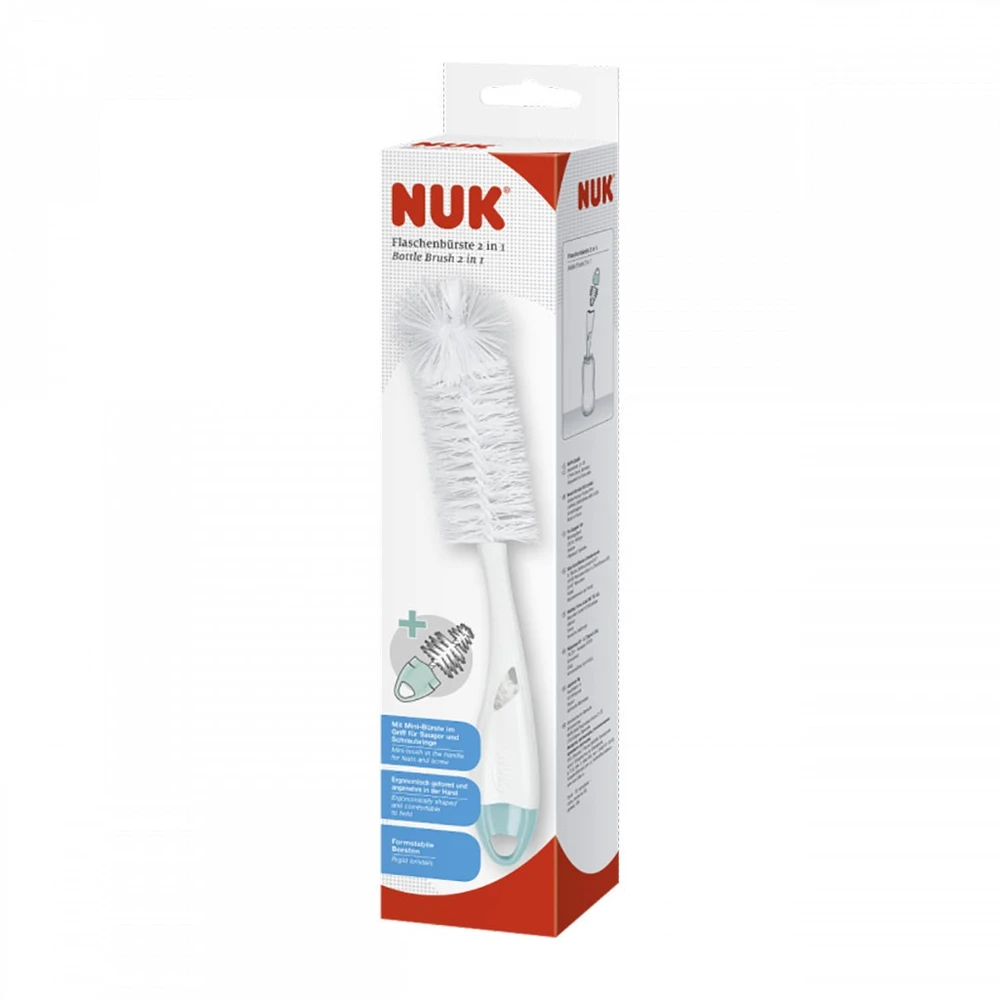 NUK 2in1 buteliuko šepetys, mėlynas