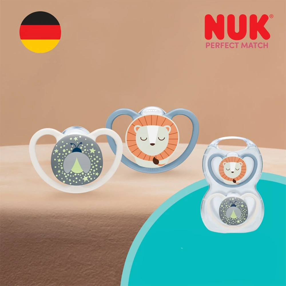 NUK čiulptukas Perfect Match Air Night FIREFLY/LION 6-18 mėn. 2 vnt.