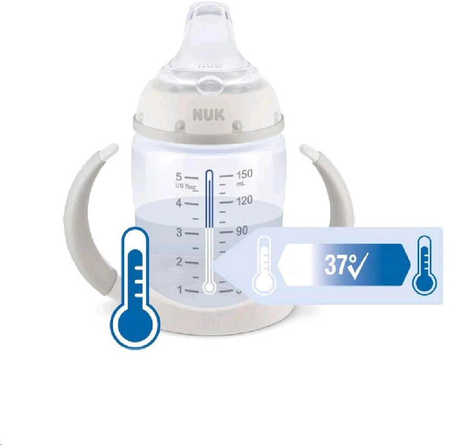NUK Disney Mickey mokomasis buteliukas su temperatūros kontrole, 150 ml, raudonas