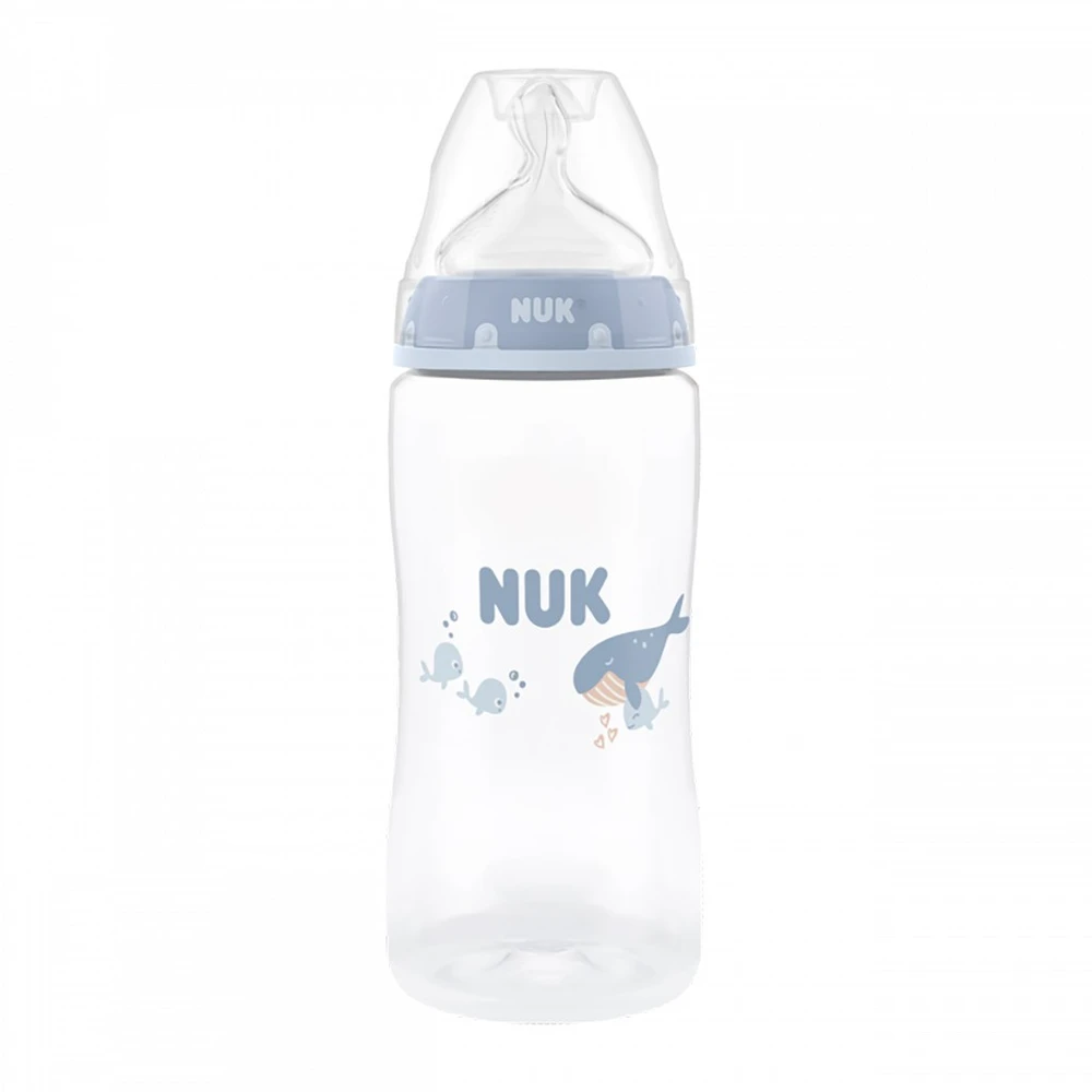 NUK First Choice 300 ml kūdikio buteliukas su temperatūros kontrole, banginis