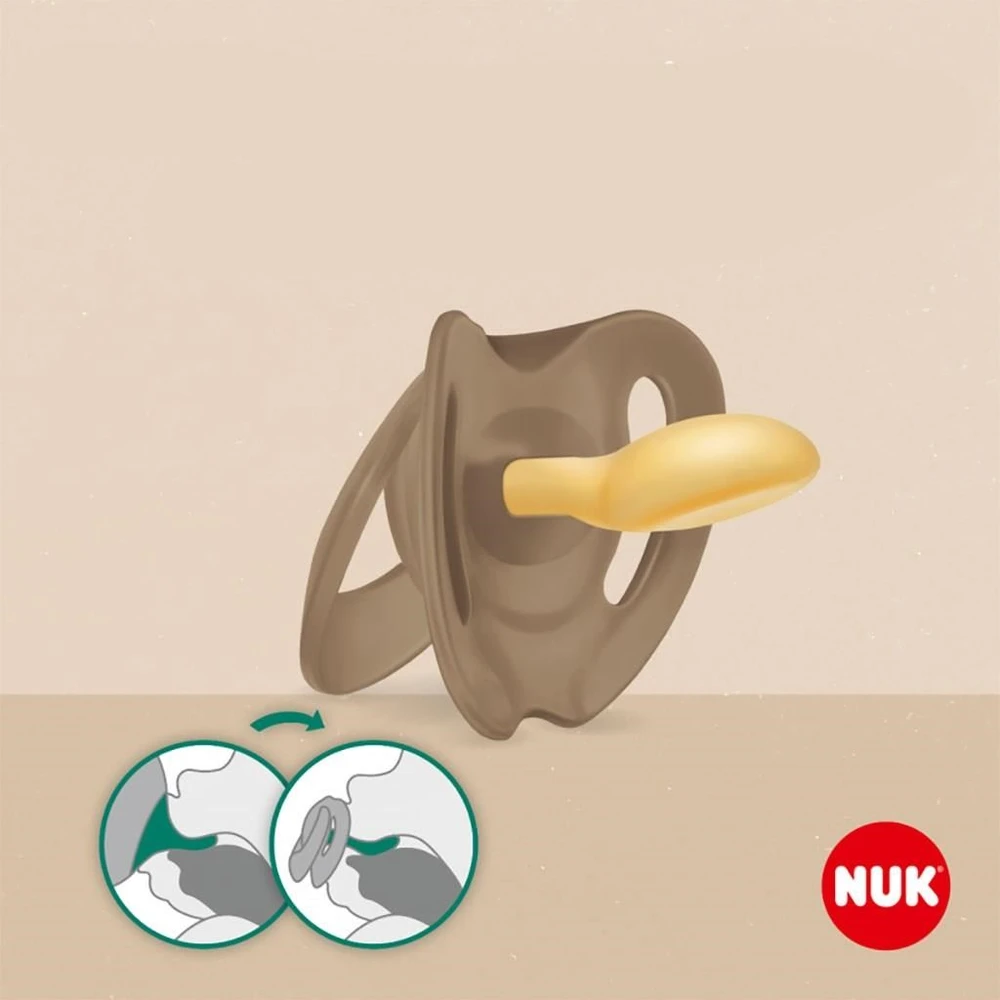 NUK For Nature latekso čiulptukai 6-18 mėn., 2 vnt., raudoni dėžutėje