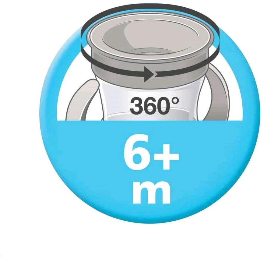 NUK Mini Cups 360° kūdikio puodelis su dangteliu, neutralus