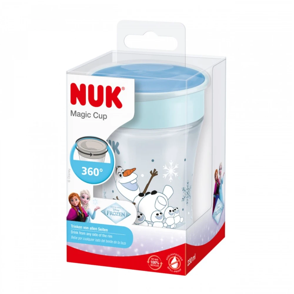 NUK Mini Magic 360° kūdikio gertuvė su dangteliu Frozen Olaf 230 ml