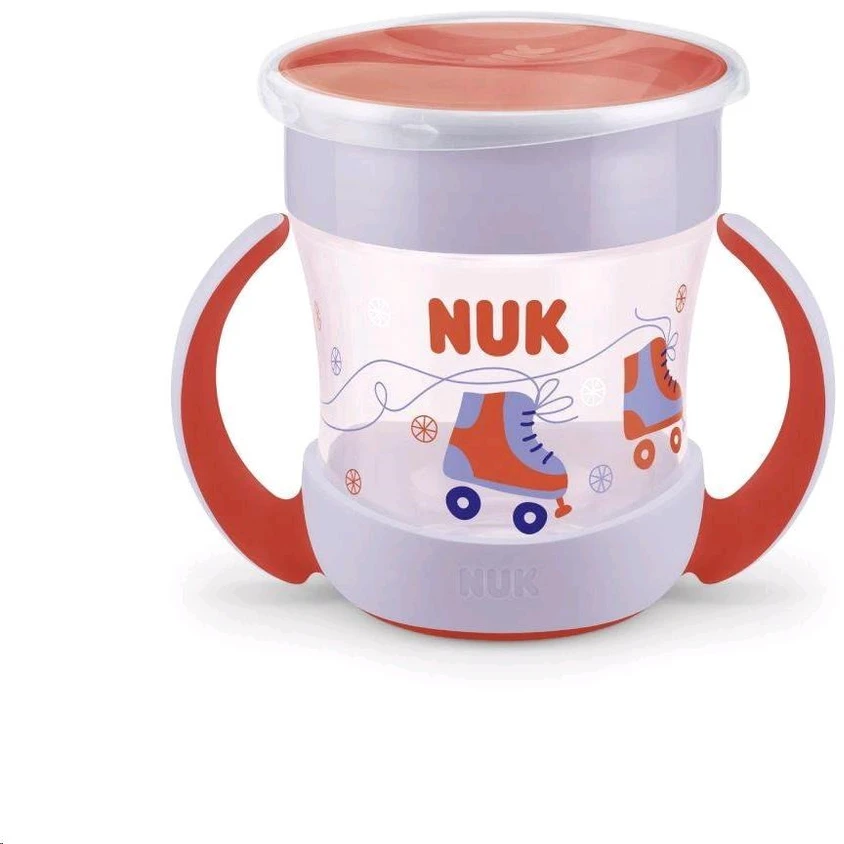 NUK Mini Magic 360° kūdikio puodelis su dangteliu, raudonas