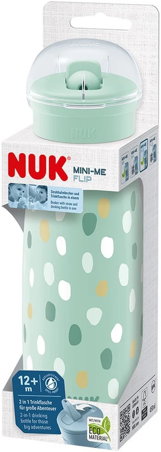 NUK Mini-Me Flip 2-in-1 kūdikio buteliukas, 450 ml, žalias