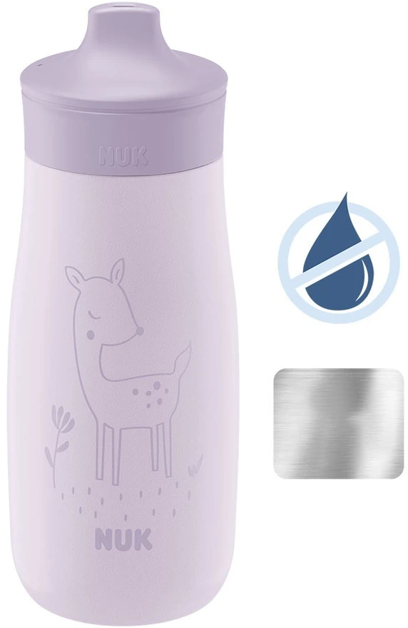 NUK Mini-Me Sip nerūdijančio plieno buteliukas kūdikiui, 300 ml, violetinis