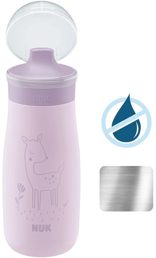NUK Mini-Me Sip nerūdijančio plieno buteliukas kūdikiui, 300 ml, violetinis
