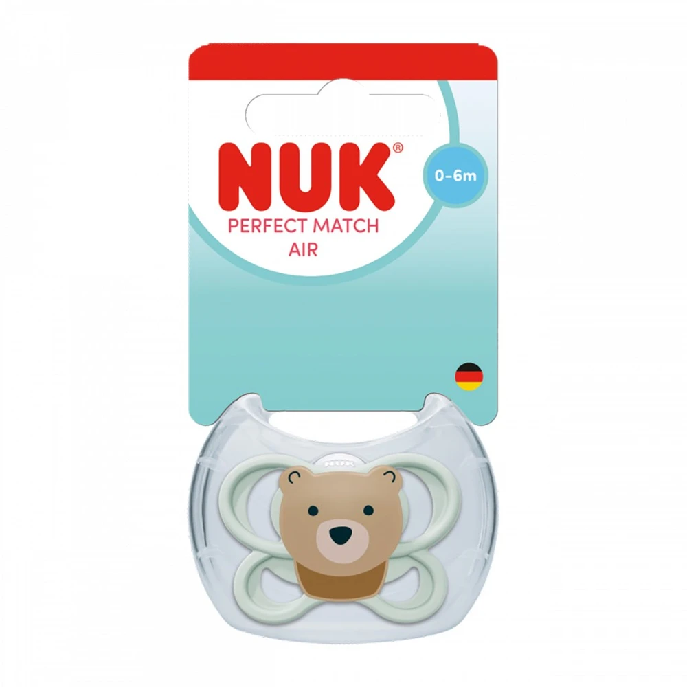 NUK Perfect Match Air BEAR čiulptukas 0-6 mėn., 1 vnt. dėžutėje