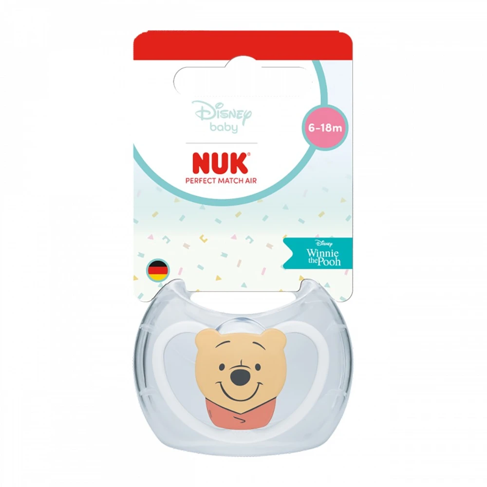 NUK Perfect Match Air čiulptukas Disney Bear 6-18 mėn., baltas
