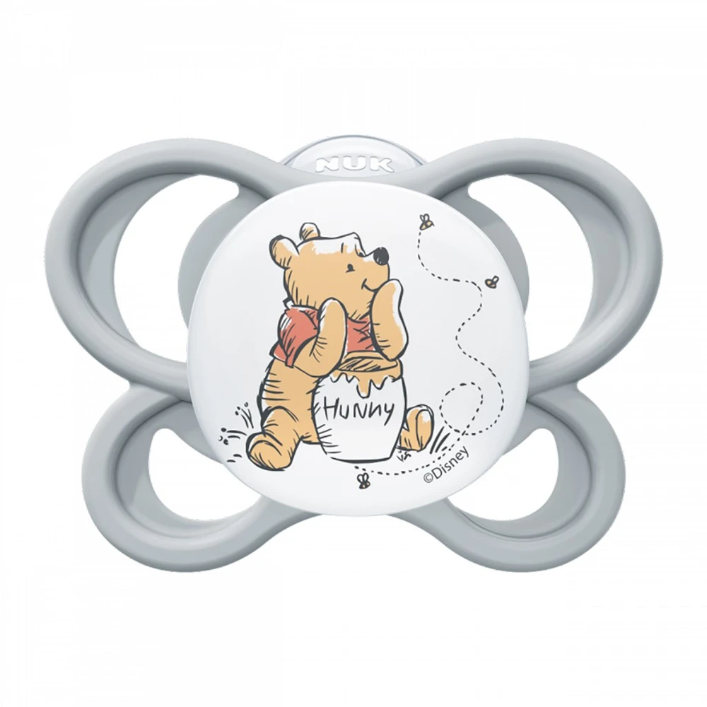 NUK Perfect Match Air čiulptukas Disney Bear Pú 0–6 mėn., pilkas