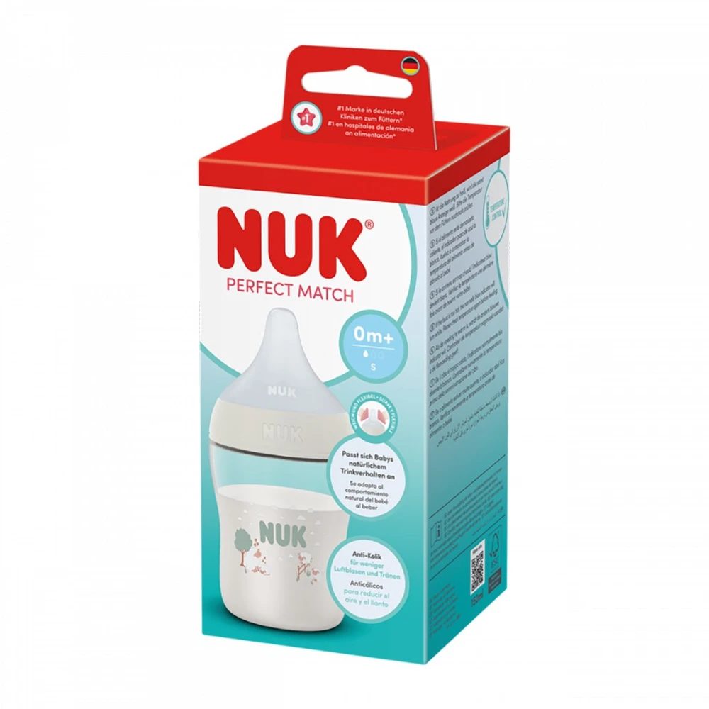 NUK Perfect Match buteliukas kūdikiui su temperatūros kontrole 150 ml, avies formos
