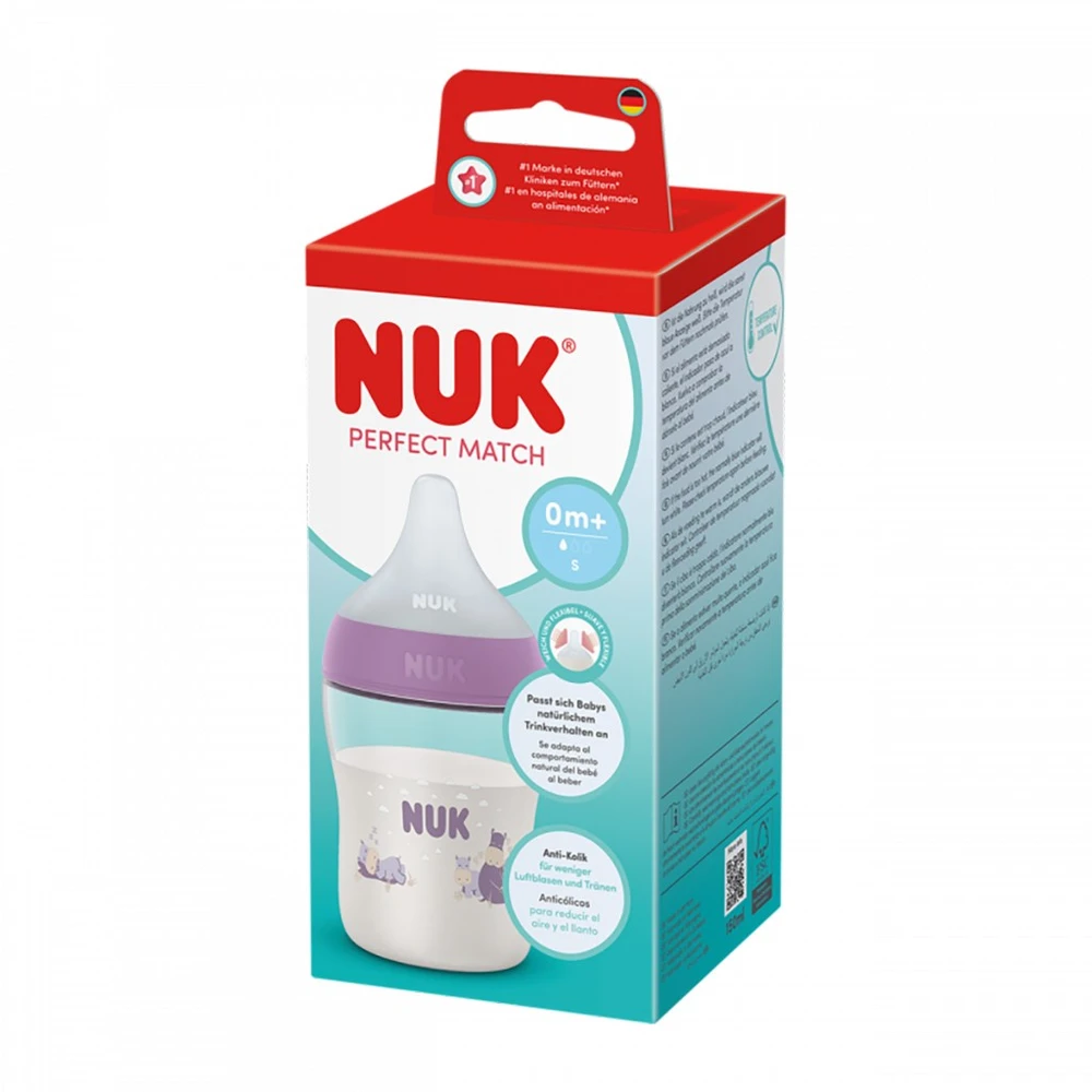 NUK Perfect Match buteliukas kūdikiui su temperatūros kontrole 150 ml Hippo