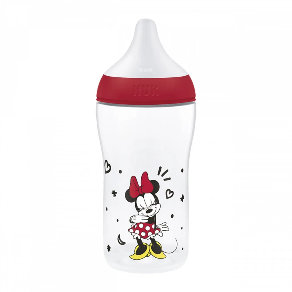 NUK Perfect Match kūdikio buteliukas su temperatūros kontrole Disney Minnie 260 ml raudonas