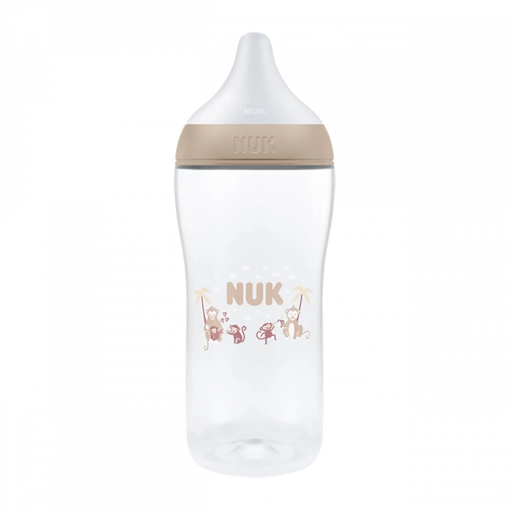 NUK Perfect Match kūdikio buteliukas su temperatūros kontrole XL Monkey 360 ml
