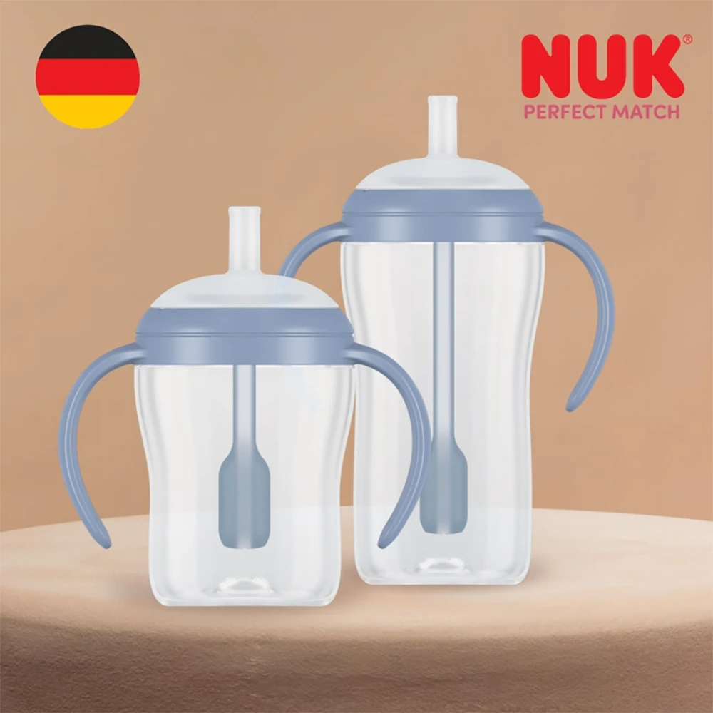NUK Perfect Match mokomasis kūdikio buteliukas su silikoniniu šiaudeliu PENGUIN 260 ml