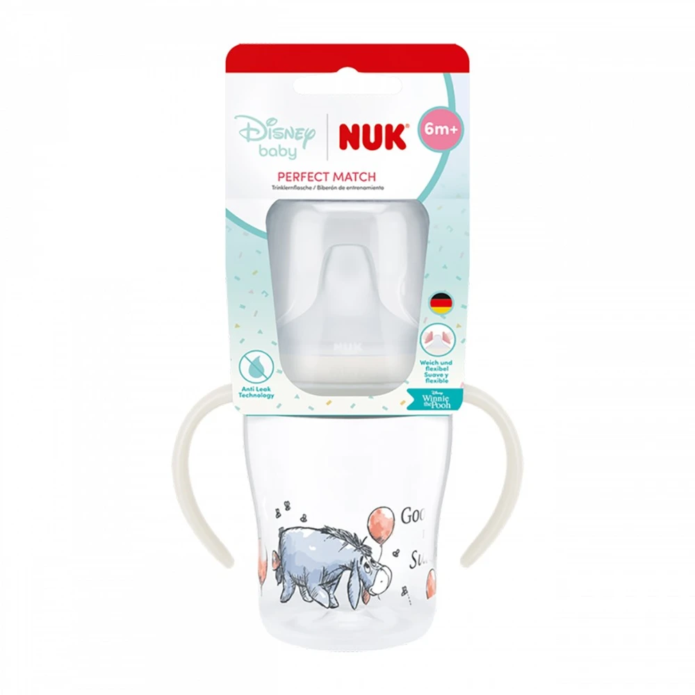 NUK Perfect Match mokomasis kūdikio buteliukas DISNEY Mikė Pūkuotukas Asiliukas 150 ml