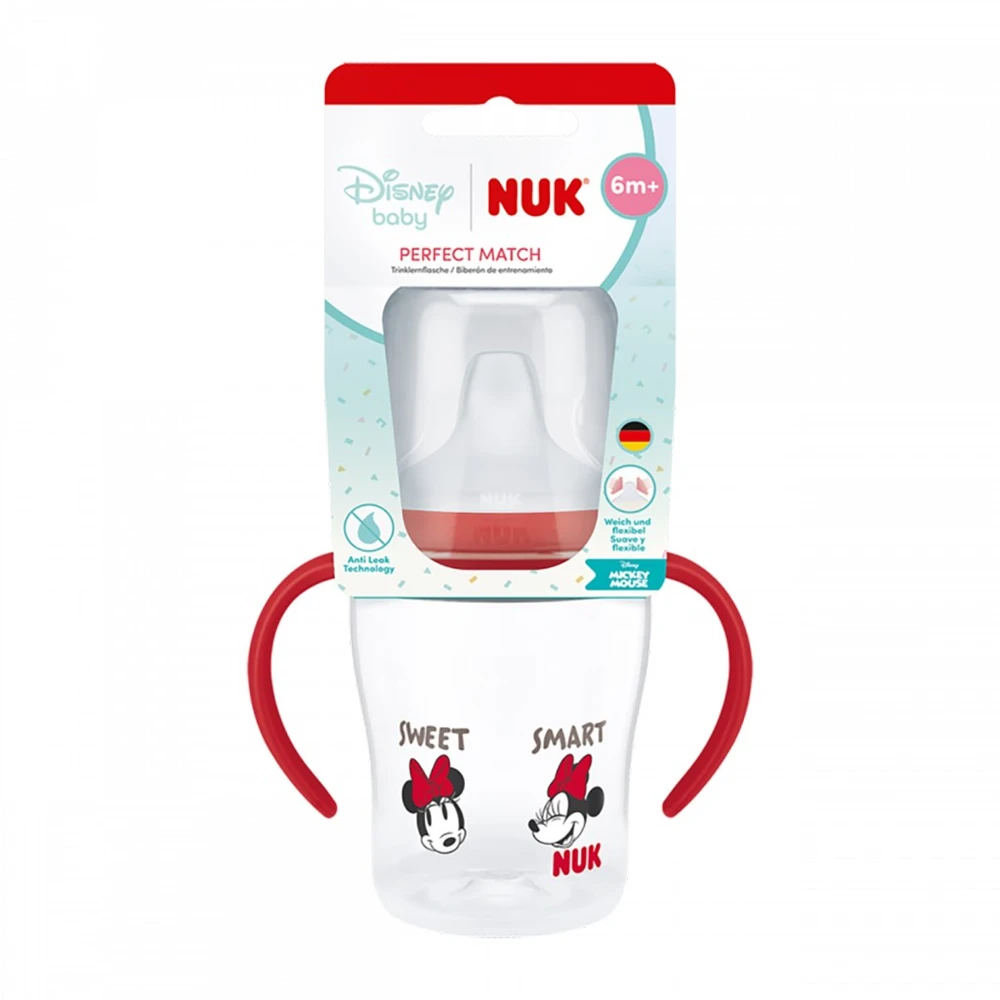 NUK Perfect Match mokomasis kūdikio buteliukas DISNEY Minnie raudonas 150 ml