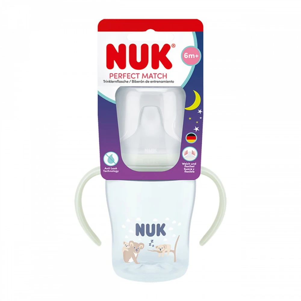 NUK Perfect Match mokomasis kūdikio buteliukas 150 ml, šviečiantis tamsoje