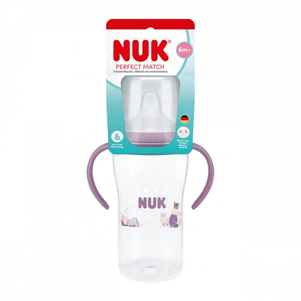 NUK Perfect Match mokomasis kūdikio buteliukas Hippo 260 ml