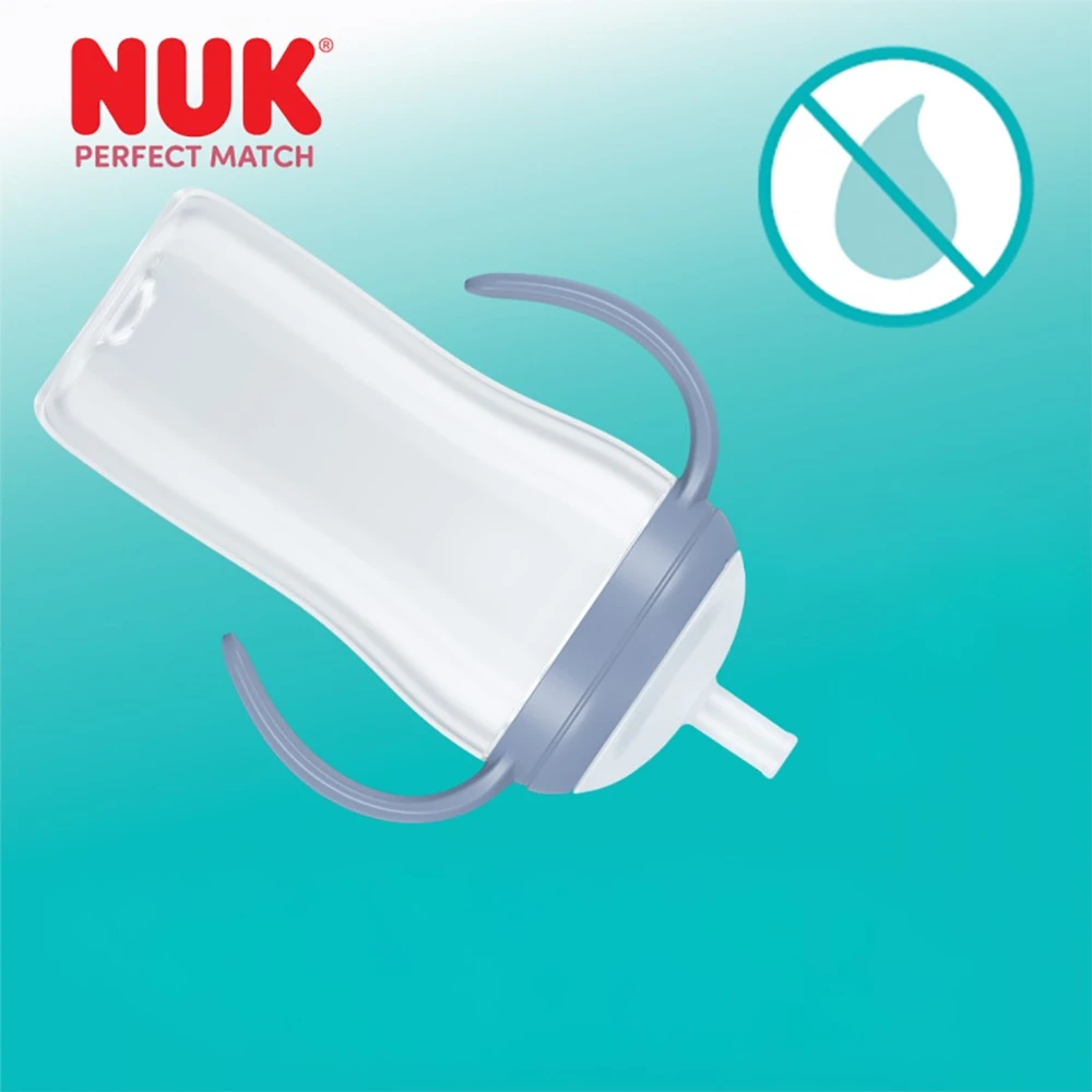 NUK Perfect Match mokomasis kūdikio buteliukas su silikoniniu šiaudeliu PENGUIN 260 ml